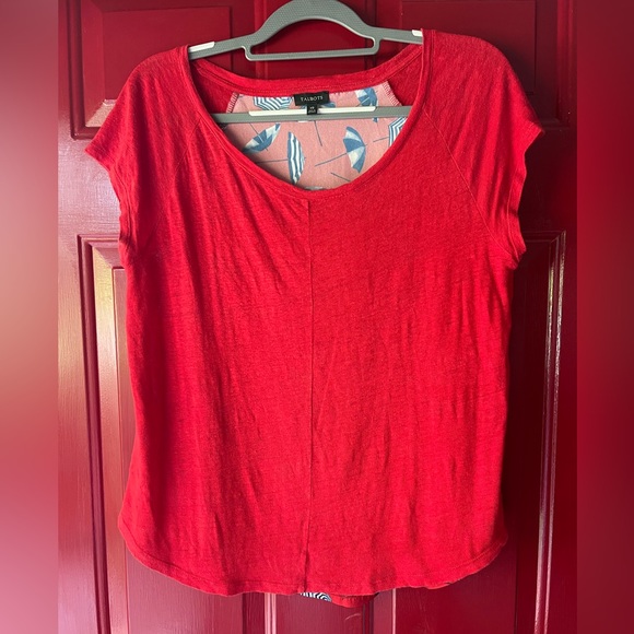 Talbots XS red shirt with umbrella print on back - Picture 1 of 5